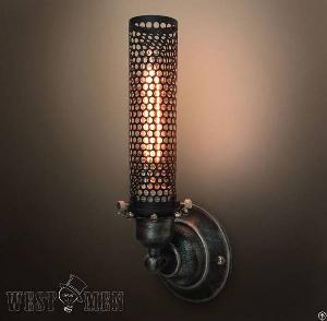 vintage industrial steampunk wall sconce lamp metal mesh light mid century