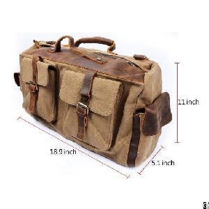 Canvas Leather Duffel Weekend Tote Bag Travel Luggage Overnight Bag