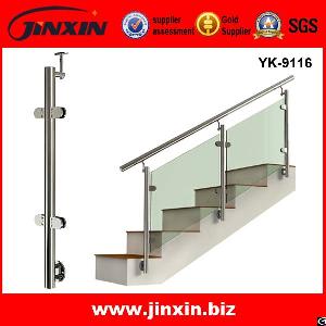 side mounted modern stair glass railing