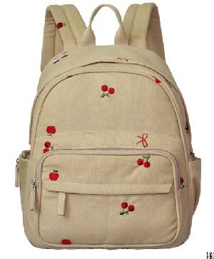 China Wholesales Beautiful Cheap Embroidery Canvas Backpack For Girls