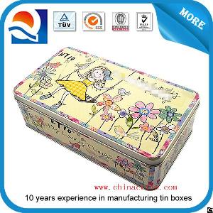 Rectangular Tin Box For Cosmetic With Embossing Lid