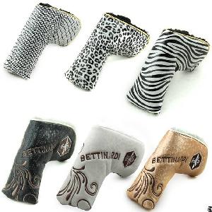 Pu Leather Leopard Grid Putter Head Cover