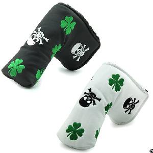 Skull Clover Synthetic Leather Blade Putter Headcover