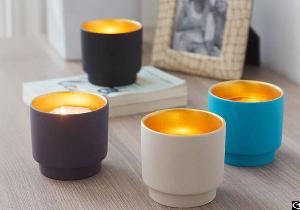 Ceramic Candle Cups With Shiny Reflection, Candle Containers