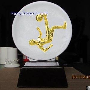 ceramic soccer trophy plaques sports trophies