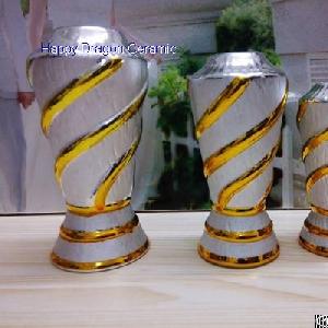 shinny gold stripe ceramic trophy components risers