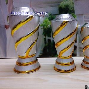 Shinny Gold Stripe Ceramic Trophy Components, Trophy Risers