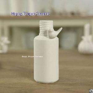 White Ceramic Diffuser Bottles With Bird