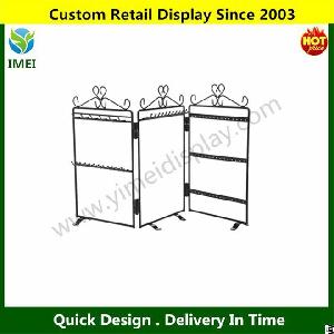 Black 3 Panel Heart Design Trellis Folding Jewelry Display Rack Ym5-606