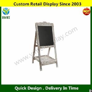 Decorative Vintage White Washed Brown Wood Large Freestanding Chalkboard Message Board Easel Ym5-619