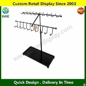 Hot Sale 15 Inch Black Metal 30-hook Jewelry Display Rack Ym5-612