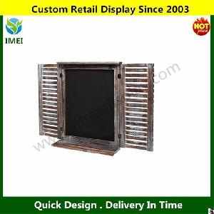 Rustic Vintage Wood Standing Chalkboard / Wall Mounting Blackboard W / Folding Shutter Doors Ym5-620