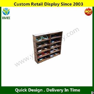 sunglasses display case storage holder organizer wall mount shelving shelf 3d glasses rack oak wood