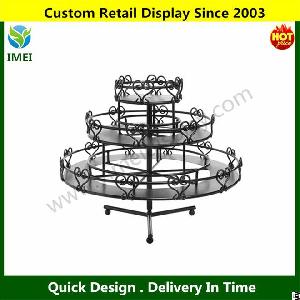 Three Tier Wedding Cake Heart Design Rotating Metal Nail Polish Display Stand Organizer Rackym5-861