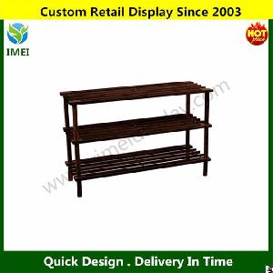 Wooden Slatted Shoe Pair Rack Stand Organiser Storage Wood Shelf Oak Ym5-845