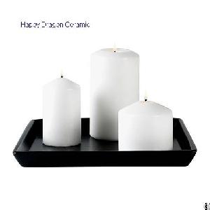 Black Ceramic Pillar Candle Trays, Candle Holders