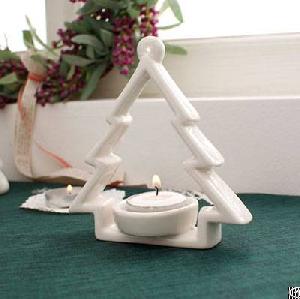 Ceramic Christmas Tree Candle Holders, Tea Light Holders