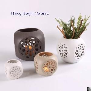 Ceramic Lantern Candle Holders With Cutout