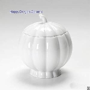 White Pumpkin Ceramic Candle Containers, Candle Vessels