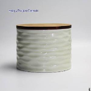 wrinkle ceramic candle jars bamboo lid containers