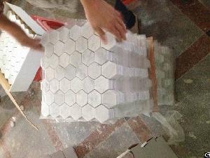 carrara marble mosaic hexagon polished