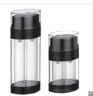 dual chamber airless bottle 60ml 2 x 30ml oval plastic cosmetic