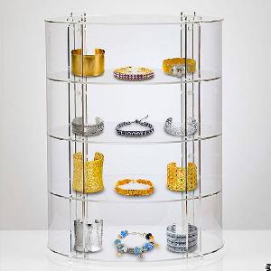 circular clear acrylic jewellery display cabinet