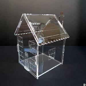 Fashion Clear Acrylic House Money Savings Petty Cash Box Piggy Bank Made In China