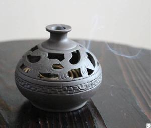 Antique Ceramic Incense Burner Handmade Censer Sandalwood Furnace With A Free Incense Holder Home