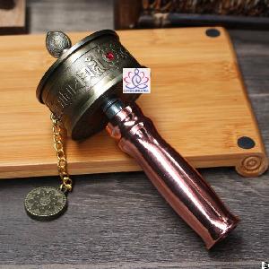 Copper Tibetan Hand Prayer Wheel Alloy Bronze Buddhist Prayer Wheel Om Mani Padme Hum Mani