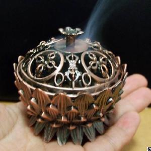 New Arrival Copper Lotus Incense Burner Alloy Mini Tibetan Incense Burner Sandalwood Censer Home