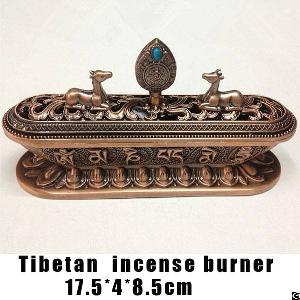 Tibet Incense Burner Tibetan Alloy Bronze Incense Burner With Eight Auspicious Symbols Metal Craft