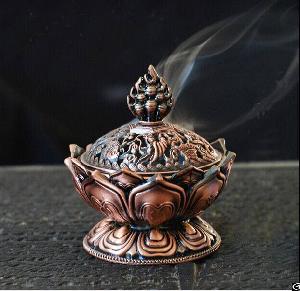 tibetan lotus incense burner 7 8 2 6 0cm alloy bronze mini incensory metal craft