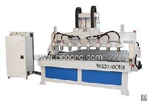 Eight Heads Multi Spindle Cnc Router Wood Relief Carving Engraving Machine Ws2030ch8