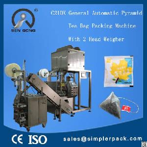 Black Tea Packaging Machine With Triangle Nylon Mesh Inner Bag With Pver Wrap