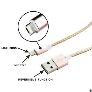 usb lightning micro b reversible cable