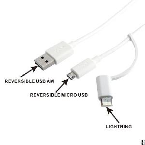 Usb Am To Micro B With Lightning Reversible Cable