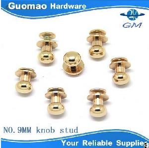 9mm round golden metal rivet knob studs trimming garments bags purse decoration