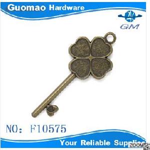 clover shape zinc alloy antique brass metal zipper slider