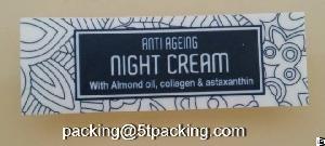 Anti Ageing Night Cream Bottle Labels With Flower Pattern Background