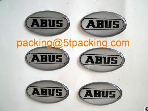 Black Print Abus Elevator Epoxy Resin Stickers Made By Normal Silver Background