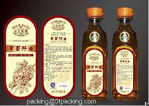 nature grape seed oil bottle applied plastic adhesive labels