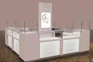 Fashion Wooden Jewelry Mall Kiosk Design With Logo Sign