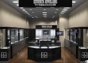 Top Grade Black Wooden Jewelry Kiosk Display Showcase