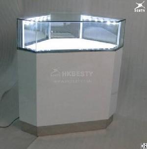 White Jewelry Display Counter With Led Lighting For Jewelry Store Decoration