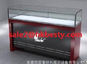 Wooden And Glass Watch Jewelry Display Counter With Led Light And Logo