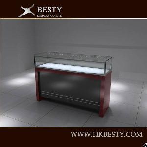 Wooden Tempered Glass Jewelry Display Table