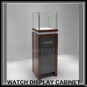 Wooden Watch Jewelry Display Tower With Led Light
