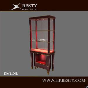 Dark Red Antique Wood Jewelry Display Cases