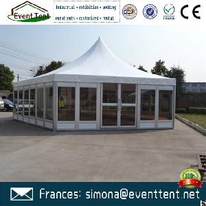 outdoor hexagon pagoda marquee tent sun shelter led light